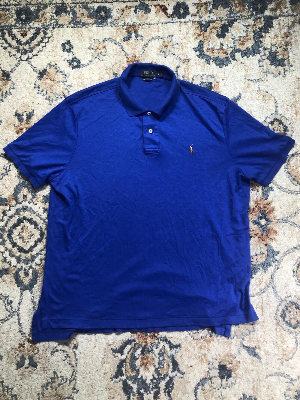 Polo Ralph Lauren Pima Soft Touch Polo Shirt Mens XL Blue Pony Logo Short Sleeve